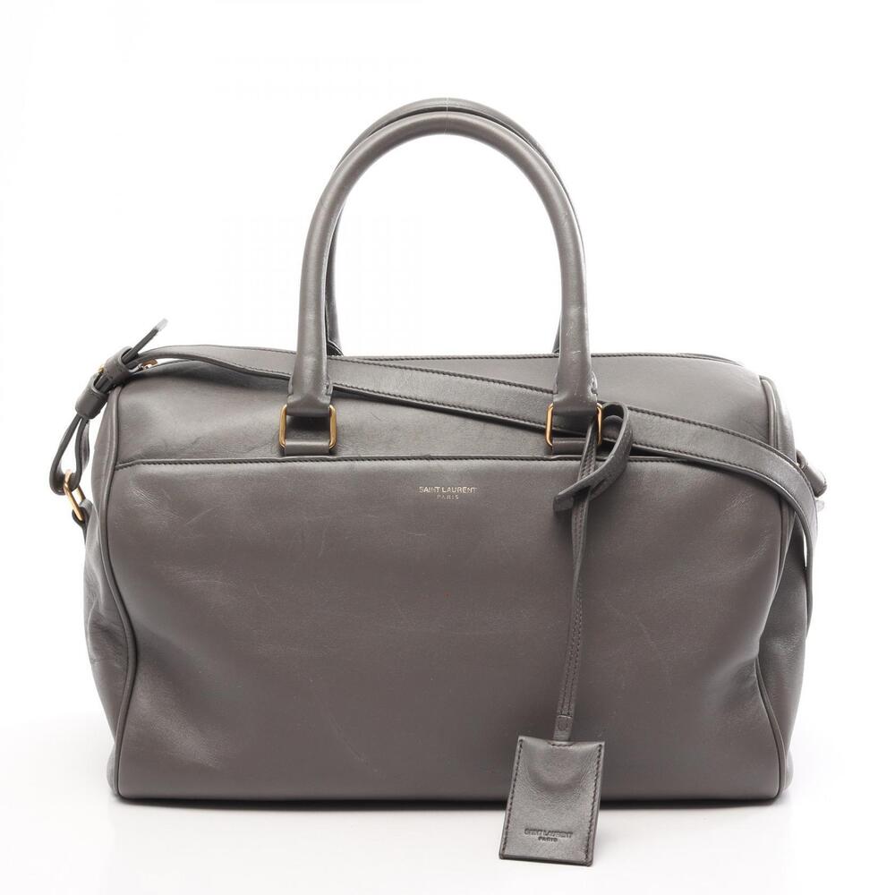 Saint Laurent Paris Duffle Handbag Leather Gray